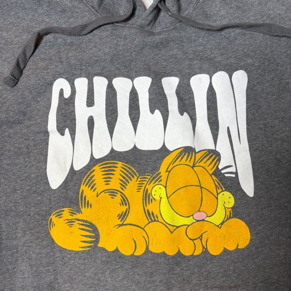 Alternative Y2K Garfield Chillin Graphic Hoodie XL Grey Heathered Sweatshirt - Picture 2 of 6